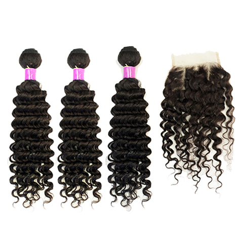 Beau Diva Free Closure Deep Wave Peruvian Package 4pcs SKU DeepWave 4pc