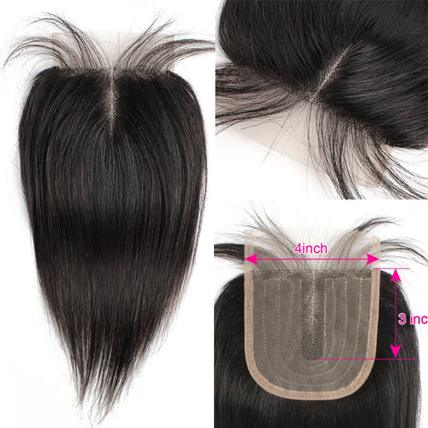 Beau-Diva 12A Brazilian Straight 4X4 Closure T- Part SKU STWC-4/4