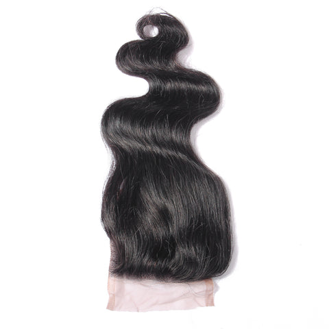 Beau-Diva 9A Brazilian Hair Body Weave 4x4 Closure Free Part 10" - 14"inch Black SKU HH CLOSURE 3PART BODY