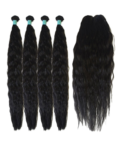 22"inches 4pcs and Closure Kinky Style Synthetic Package