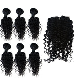 Hotdot South africa Hair 6pcs and Closure Kinky Wave Synthetic Package