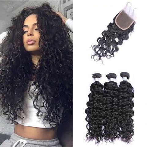 Free Closure:Brazilian WATER WAVE x3Bundles+ Free Closure hotdot.co.za