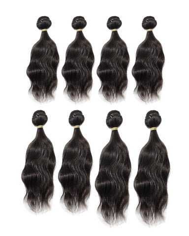 Beau-Diva Natural Wave 8pcs Brazilian Human Blend Hair Weaves Package
