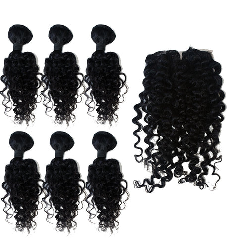 6pcs and Closure Water Wave Synthetic Package 12“-14”inches